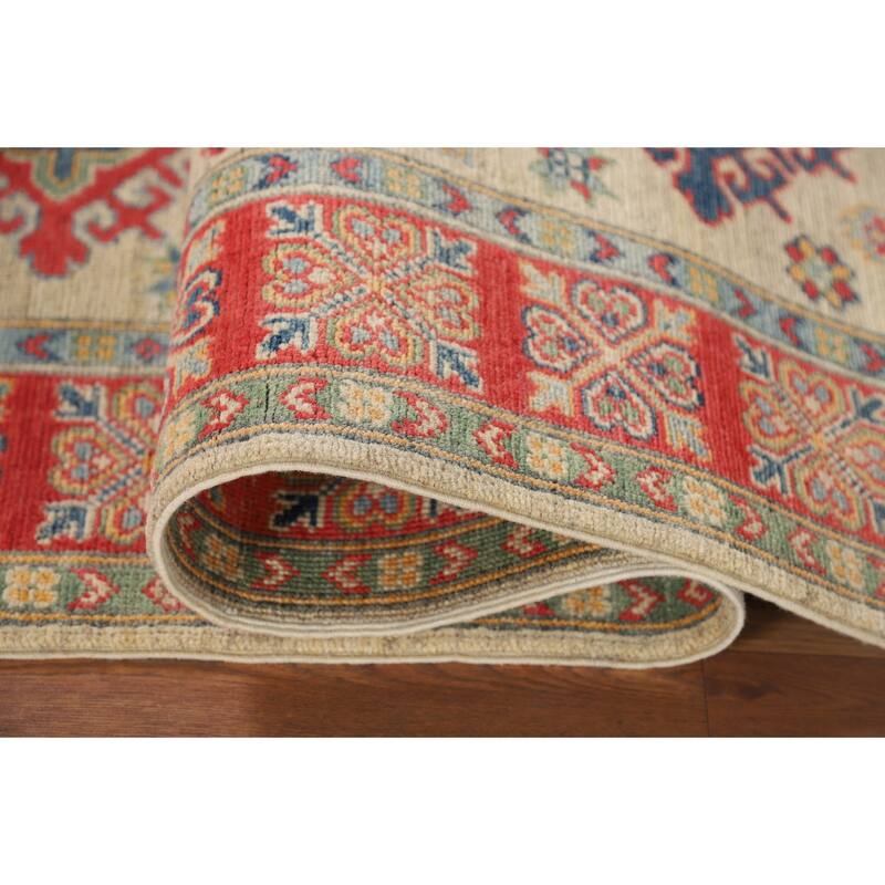 Geometric Kazak Runner Rug Handmade Foyer Wool Carpet - 2'10" x 9'7"