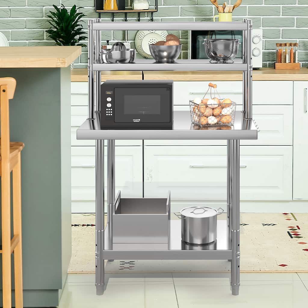 30''W Stainless Steel Table with Overshelves