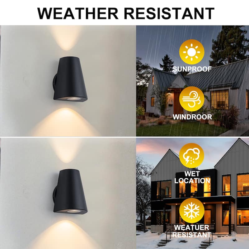 2-Light Outdoor Integrated LED Wall Sconce - H4.92" x W6.3"