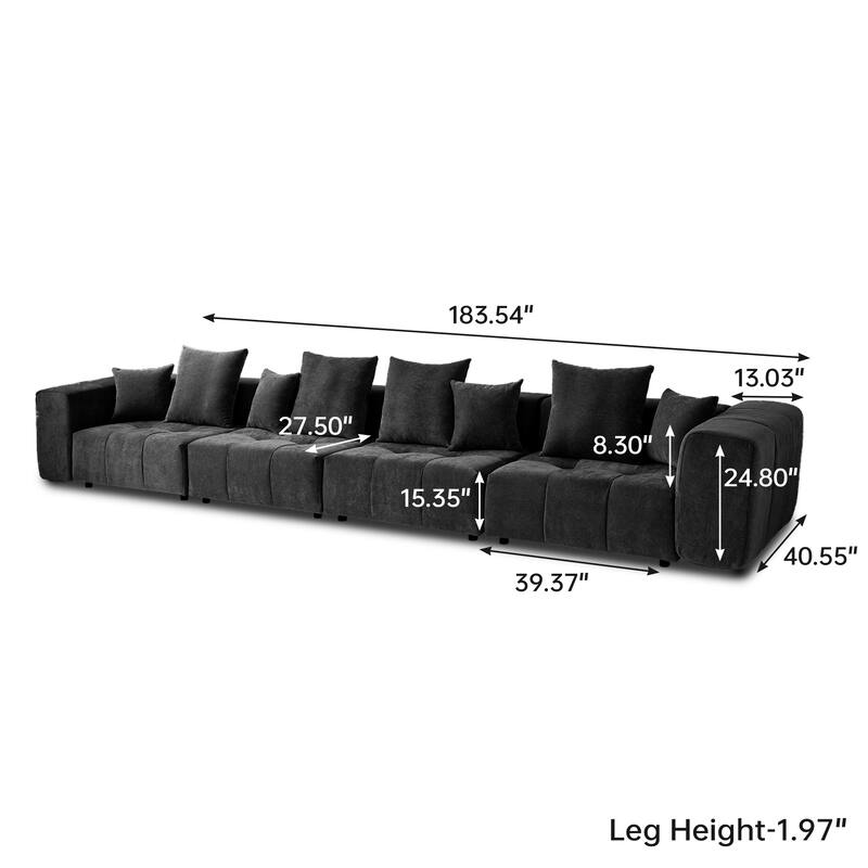 4-Seater Linen Upholstered Cloud Couch Modular Sectional Sofa for Living Room and Bedroom