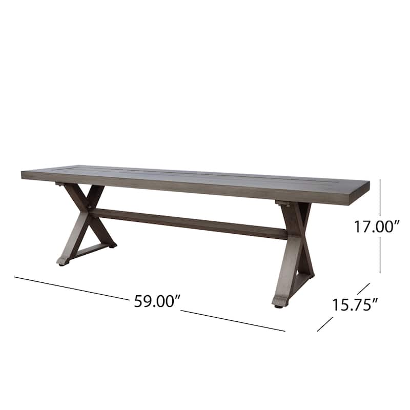 Landau Modern Outdoor Aluminum Dining Bench by Christopher Knight Home