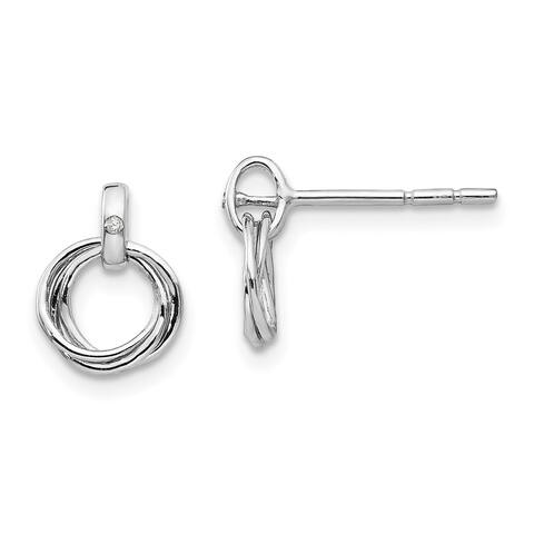 Sterling Silver Rhodium-plated Three Ring 0.01 Cttw Diamond Post Earrings by Versil