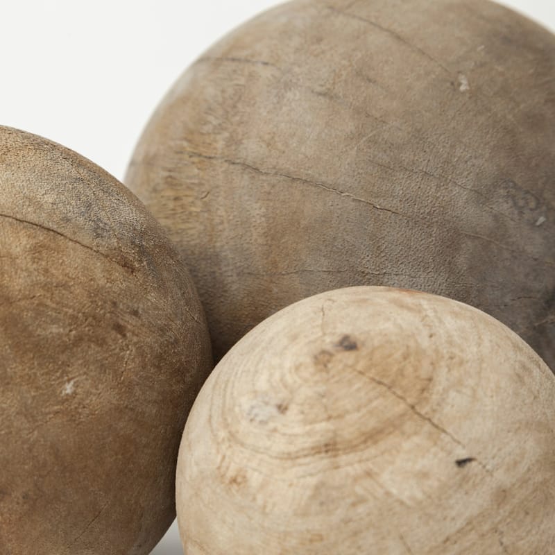 Carrick Natural Wood Decorative Spheres (Set of 3) - 5.0L x 5.0W x 5.0H