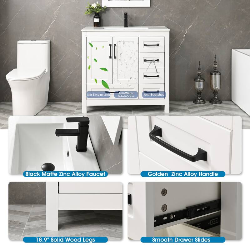 Bathroom Vanity Set W/Drop in Sink Faucet Cabinet Combo