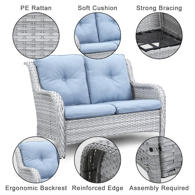 Gymojoy Patio Loveseat Sofa with Cuhsion