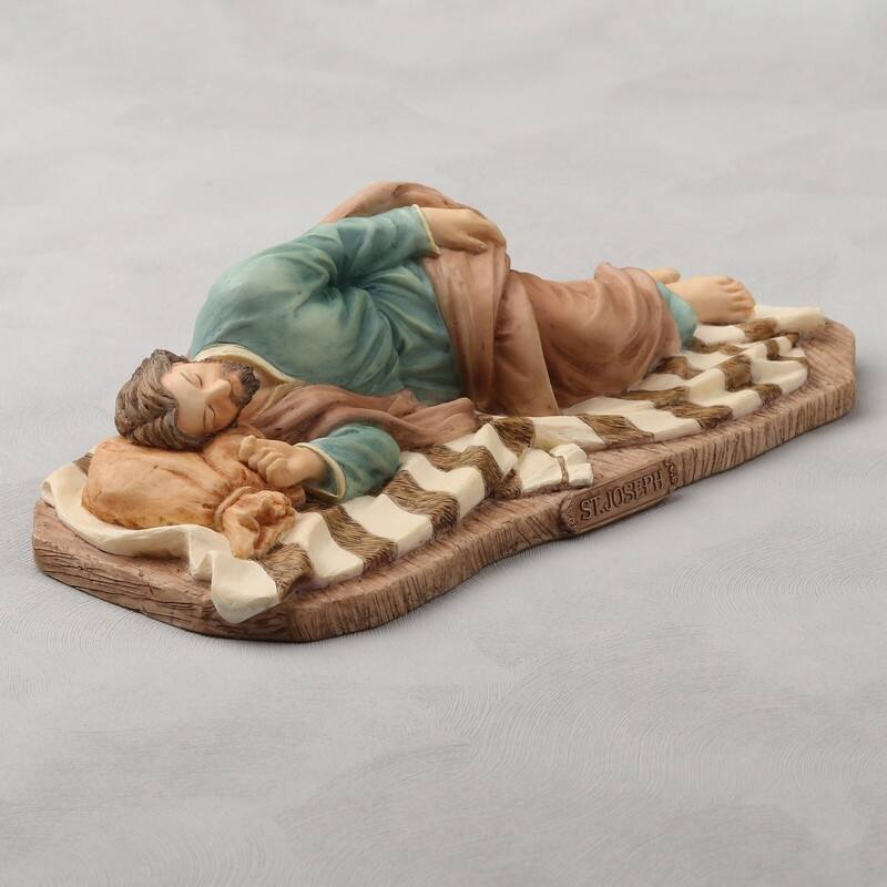 8.3 inches Width Polyresin Sleeping Saint Joseph Multicolor Finish Figurine
