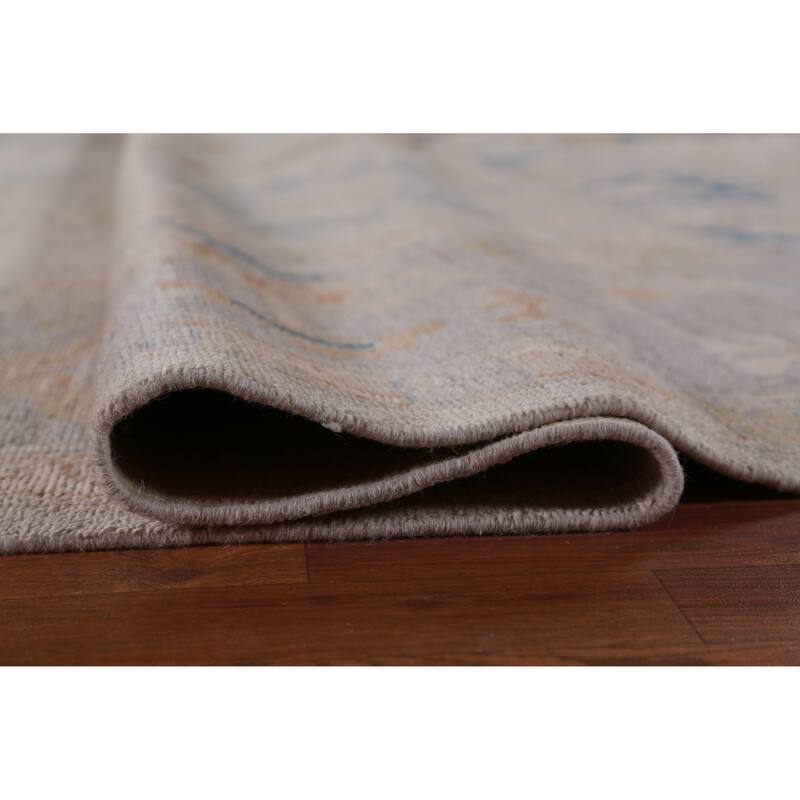 Hand Knotted Oriental 100% Wool Carpet Transitional All-Over Beige & Ivories Oushak Area Rug - 14' 9'' X 12' 6''