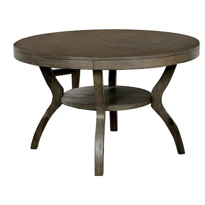 48 Inch Wooden Round Dining Table with Angled Legs, Brown