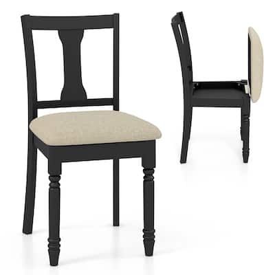 Costway 2 PCS Wood Chair Antique Upholstered Chair with Storage Space - See Details