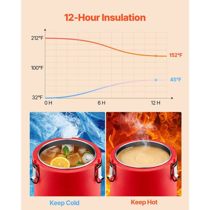 8L Hot and Cold Drink Dispenser with Leak-Proof Spigot Thermal Beverage Server for Catering - 11.61 x 11.61 x 10.83 inch