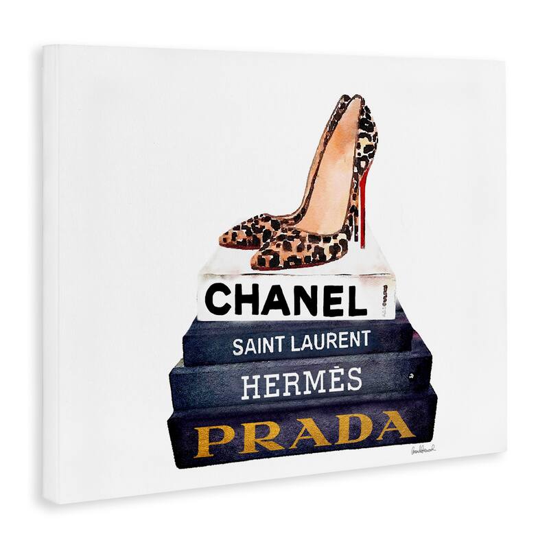 Stupell Glam Fashion Books w/ Pumps Stretched Canvas Wall Art
