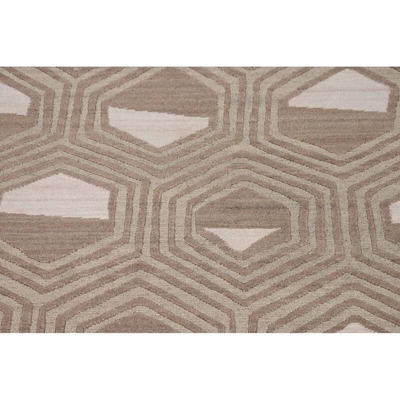 Modern Oriental Area Rug Hand-Knotted Wool Carpet - 9'2" x 11'8"