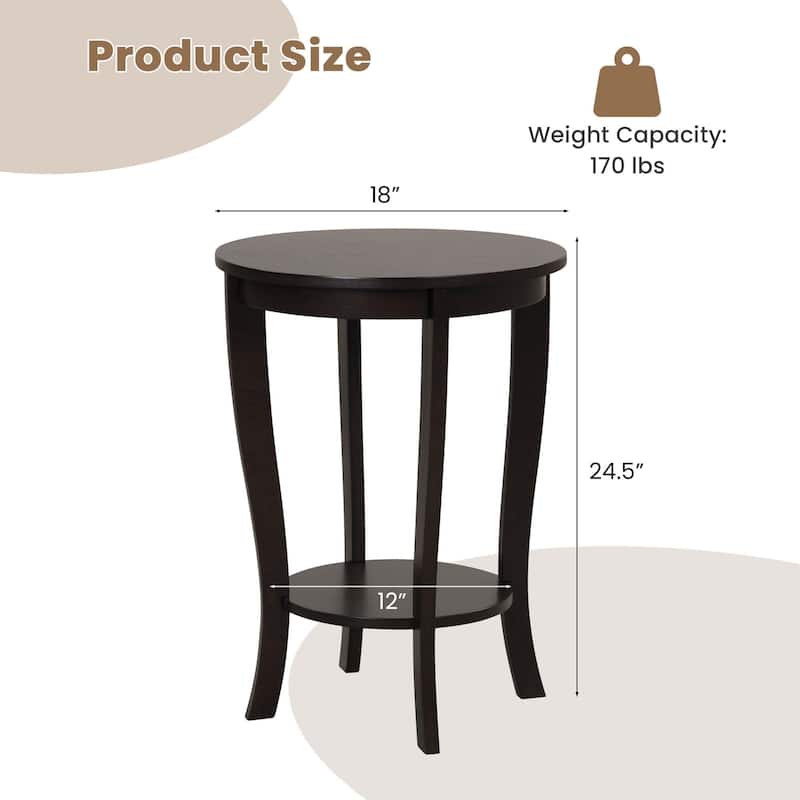 Costway 2 PCS 2-Tier End Table 18'' Round Compact Sofa Side Nightstand - See Details