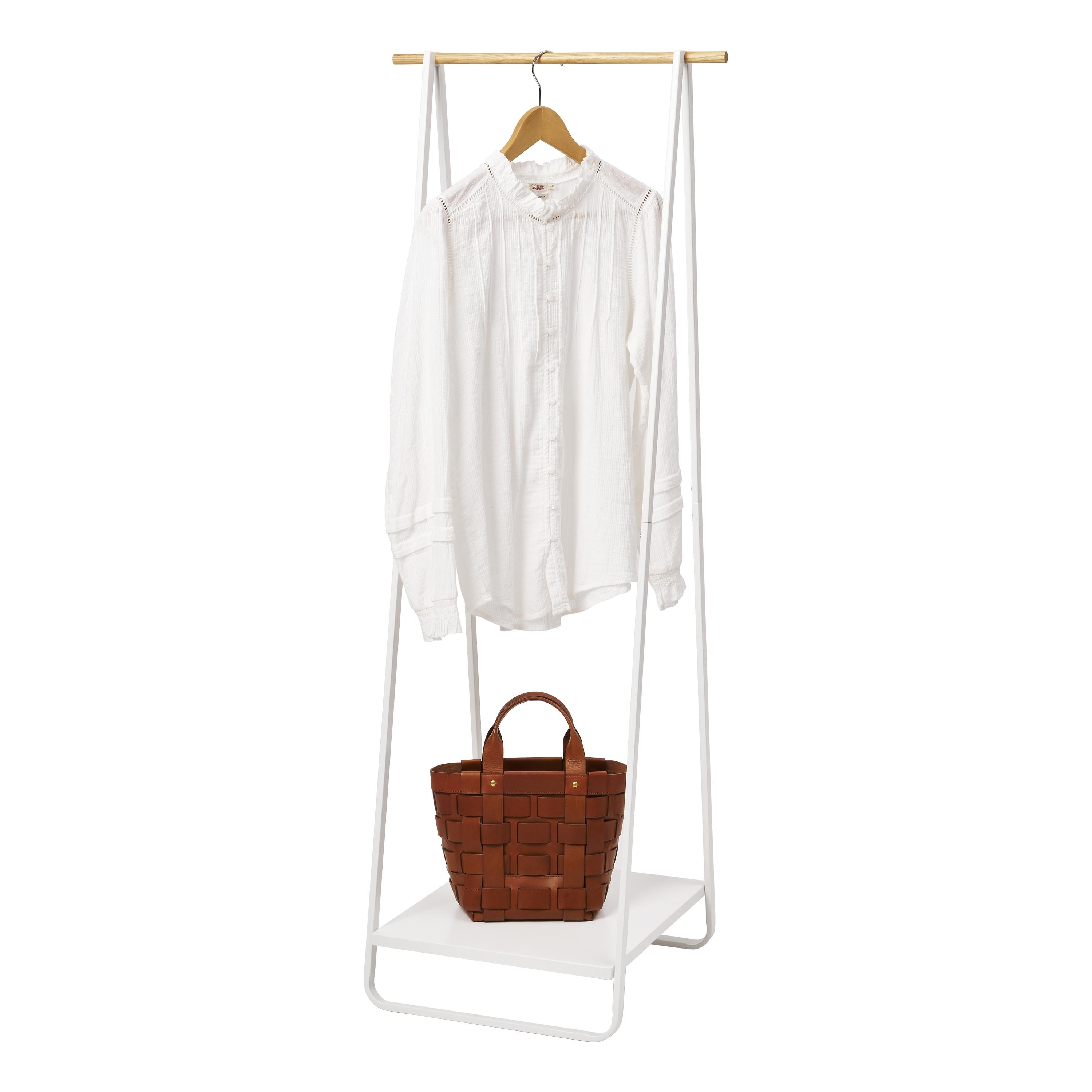 Yamazaki Home Coat Rack with Shelf, Steel, Holds 24.2 lbs - L 18.5 x W 20.47 x H 55.12 inches