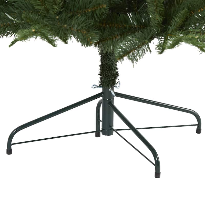 7’ Pre-Lit Grand Teton Artificial Half Wall Christmas Tree, Clear LED Lights - 7 Foot