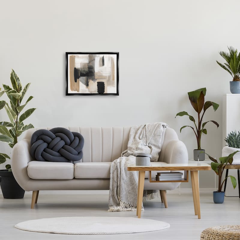 Stupell Tan & Black Collage Framed Floater Canvas Wall Art Design by Stella Chang