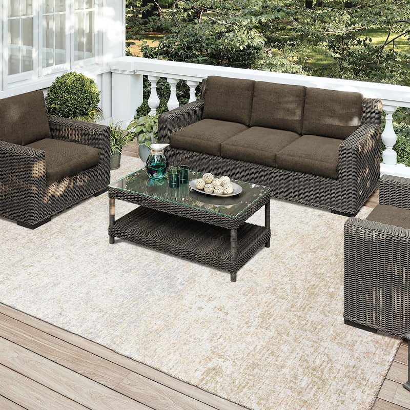 Indoor/Outdoor Rylee Modern Abstract Washable Rug New