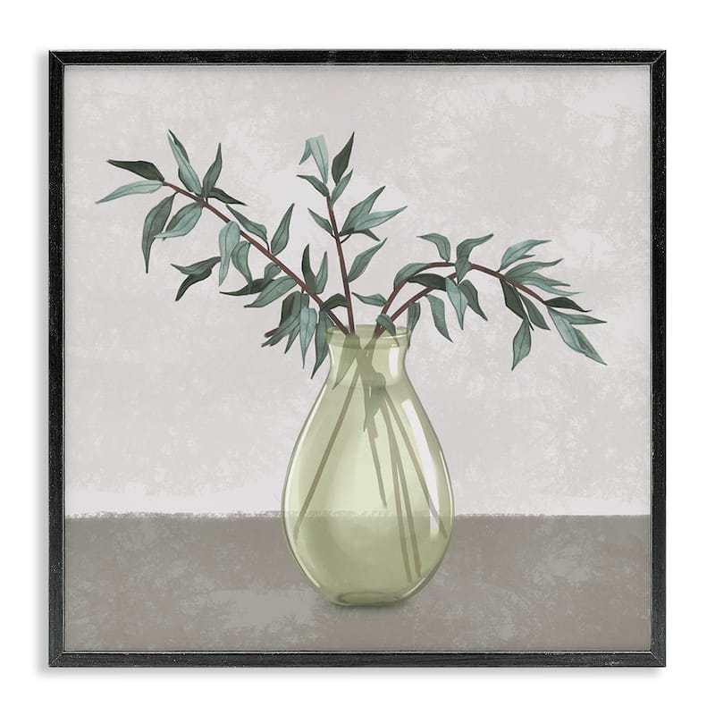 Stupell Vase And Plant Neutral Grey Design Framed Giclee Art Design By Ziwei Li - 17 x 17 - Black