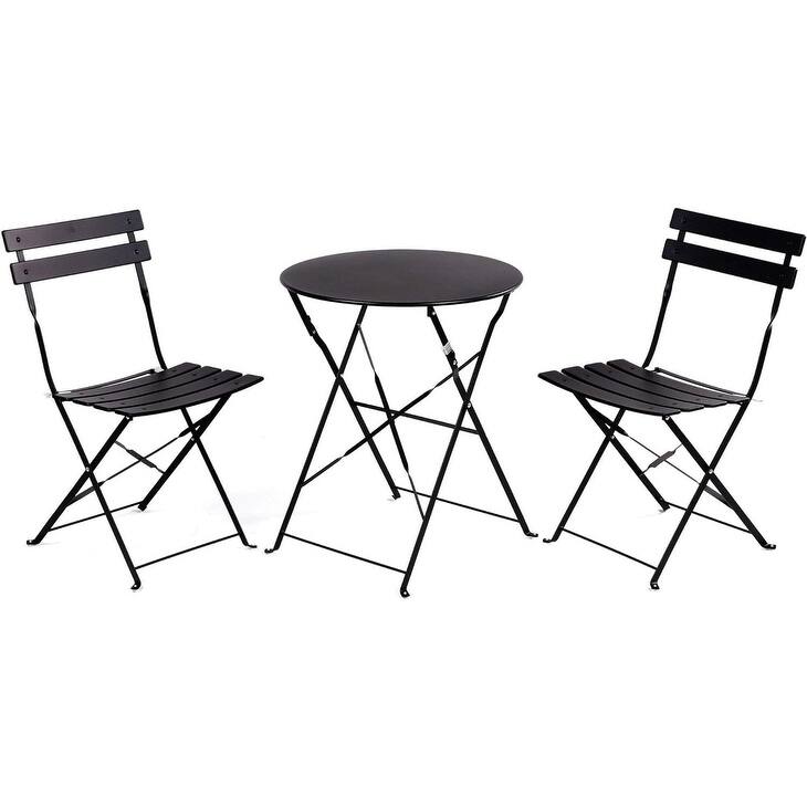 3 Piece Foldable Patio Set, Bistro Set, Outdoor Table and Chairs