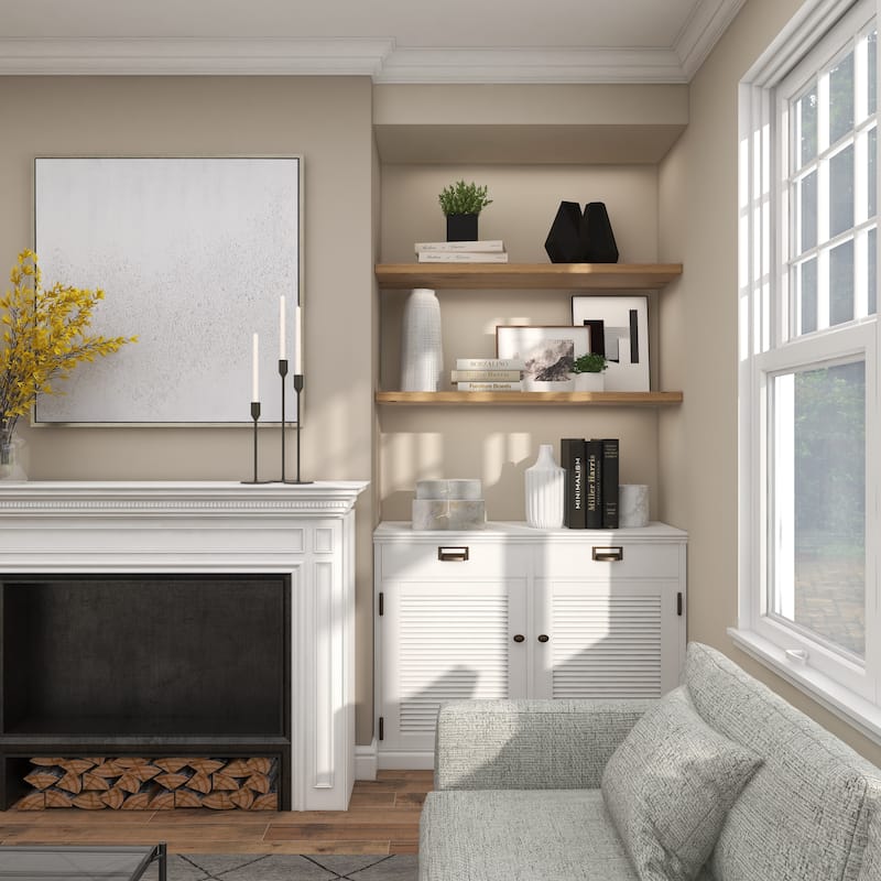 Gray Leather Handmade Box with Hinged Lid (Set of 2) - White or Gold