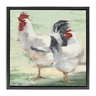 Farm Animal Canvas Wall Art - Cattle And Hens Oil Painting Print