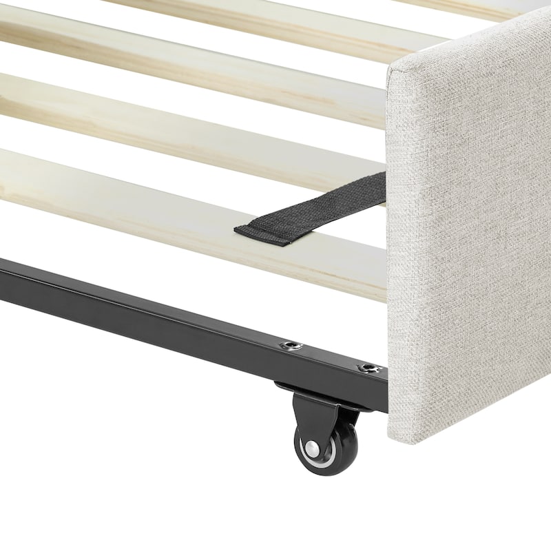 Twin Linen Tufted Daybed with Trundle