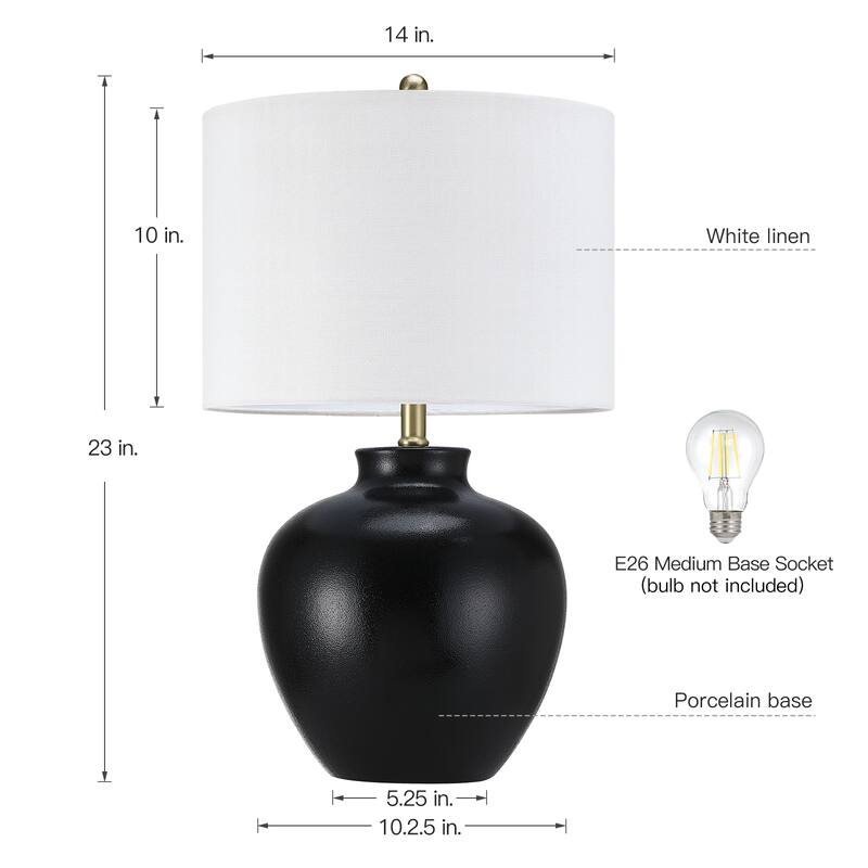 3-Way Ceramic Table Lamp with Drum Shade - 23 in. H