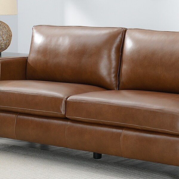 Strick Bolton Berube Brown Leather Sofa 81 Wx36 Dx36 H Bed Bath Beyond 32085335