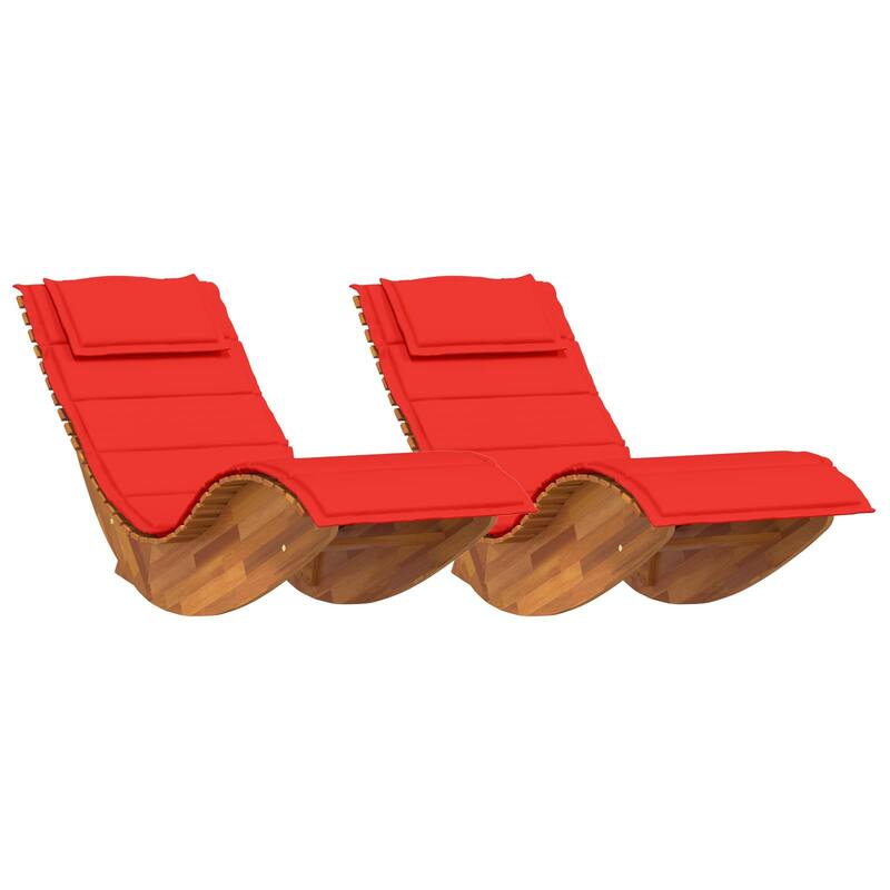 vidaXL Rocking Sun Loungers with Cushions 2 pcs Solid Wood Acacia - 23.6 x 60.6 x 29.1
