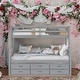 preview thumbnail 2 of 55, Twin Over Full Playhouse Bunk Bed With Twin size Trundle,Separable Bunk Bed with Drawers For Bedroom