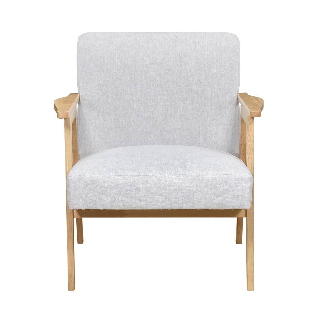 Cathy Accent Club Armchair, Soft Light Gray, Natural Brown Wood