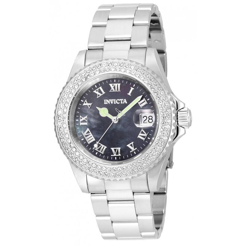 Invicta Women's 21711 Angel Quartz 3 Hand Black Dial Watch