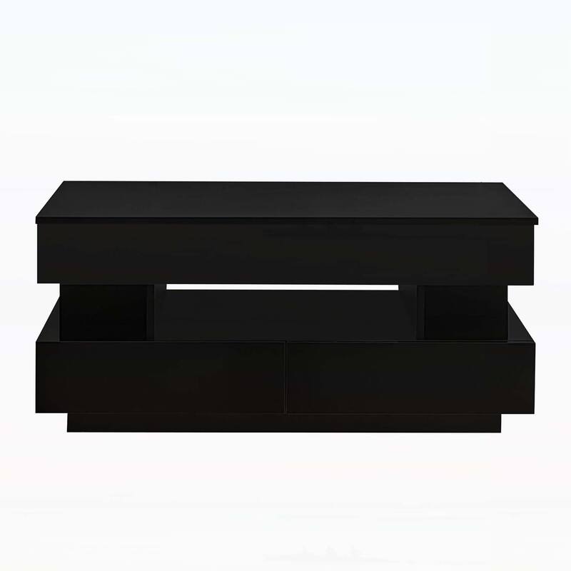 Multi-Functional Lift-Top Coffee Table with 2 Drawers,with High-Gloss Finish for Living Room