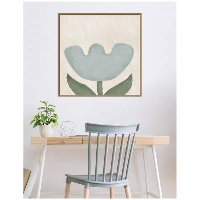 Kate and Laurel Blue Flower by Gabrielly Guedes Framed Canvas Wall Art Print