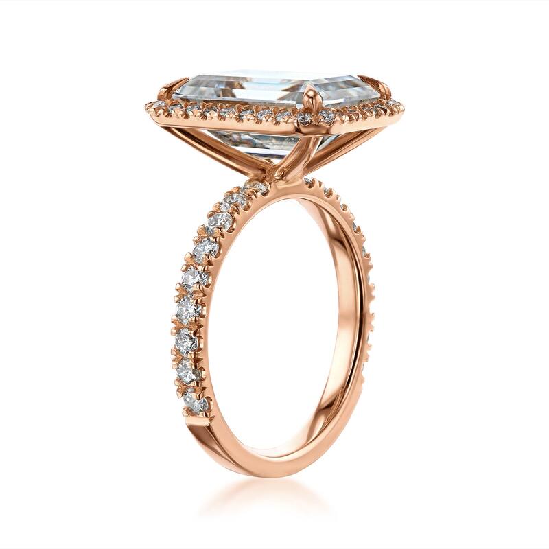 Kobelli Signature Collection Bold Series 5.6 Carats Lab Grown Diamond Certified 14k Solid Gold Emerald-cut Halo Eloise Ring