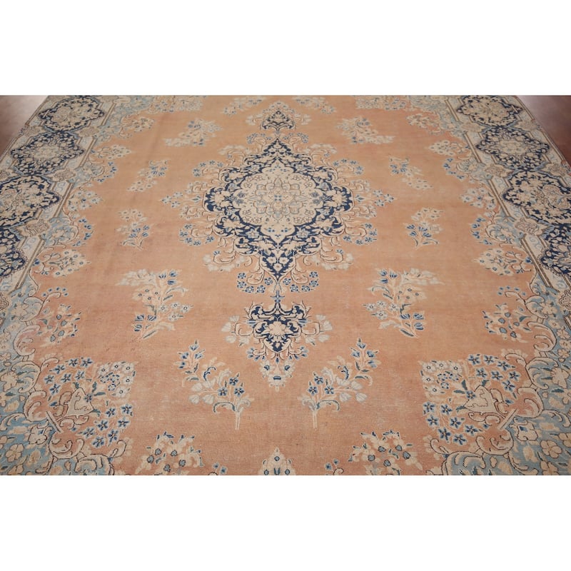 Vintage Distressed Kerman Persian Vintage Rug Handmade Wool Carpet - 9'8"x 12'6"