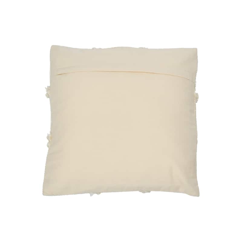 Woven Cotton and Wool Patchwork Pillow with Frayed Edges