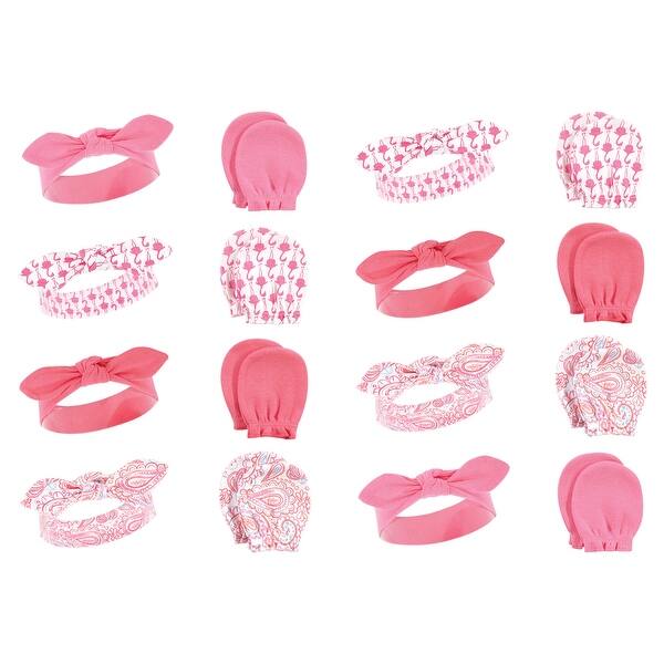 slide 1 of 1, Hudson Baby Infant Girl 16Pc Headband and Scratch Mitten Set, Flamingo, 0-6 Months - Flamingo Flamingo - 0-6 Months