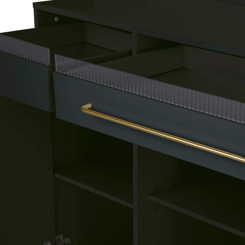 Freestanding Buffet with Hutch, Large Coffee Bar Storage Cabinet with Drawers, Cabinets with Adjustable Shelves
