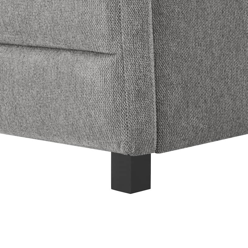 Grey Full Linen Tufted Daybed Frame with Trundle