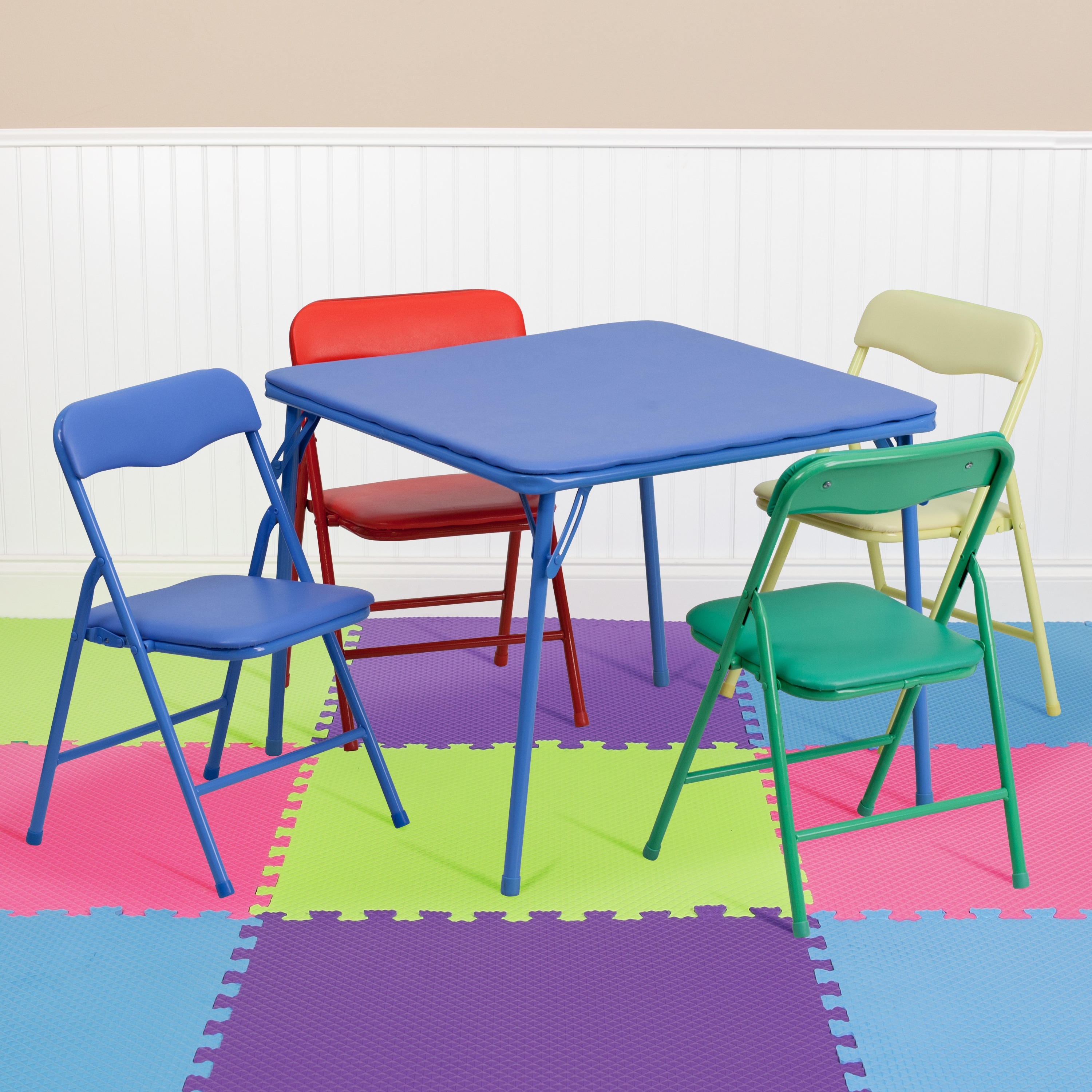 Kids Colorful 5 Piece Folding Table And Chair Set On Sale Overstock 10648649