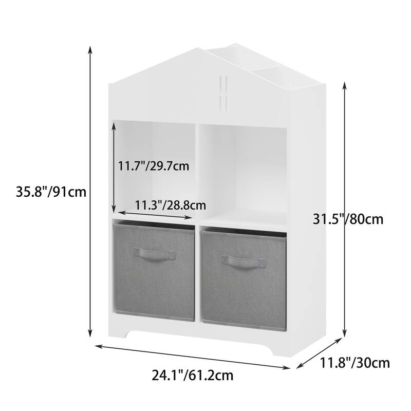 Kids Dollhouse Bookcase with Storage