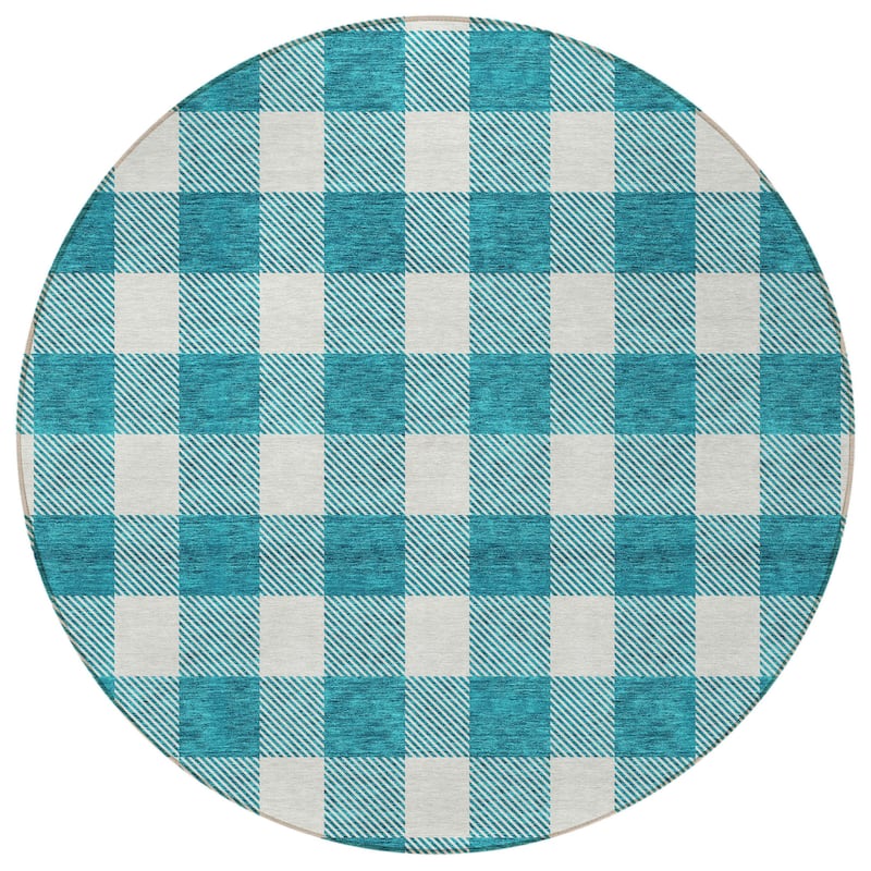 HomeRoots Plaid Transitional Rectangle Outdoor Rug
