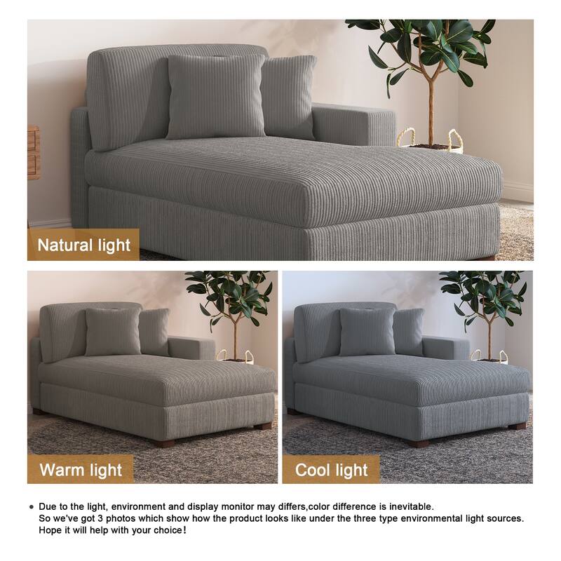 Upholstered Corduroy Modular Sectional Sofa with 2 throw pillows