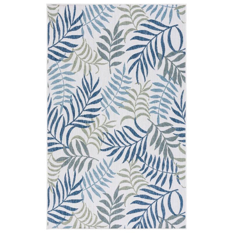 SAFAVIEH Courtyard Kiratsou Indoor/ Outdoor Rug - 6'7" Square - Beige/Green Blue