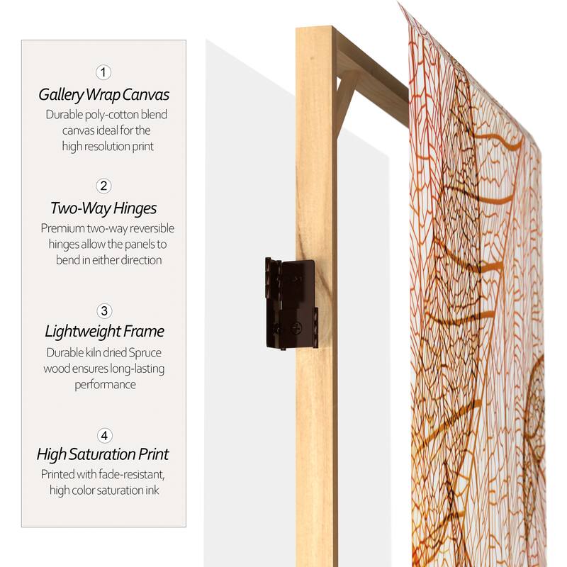 6 ft. Tall Double Sided Ethereal Leaves Canvas Room Divider