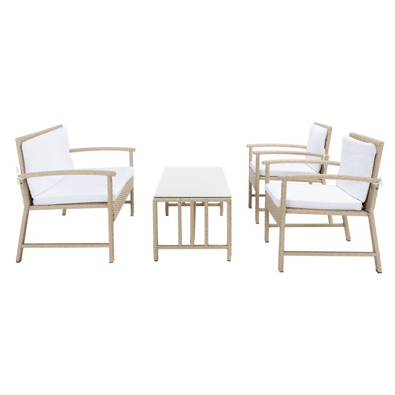 SAFAVIEH Outdoor Diya 4-Piece Patio Set - 43W x 31D x 26H
