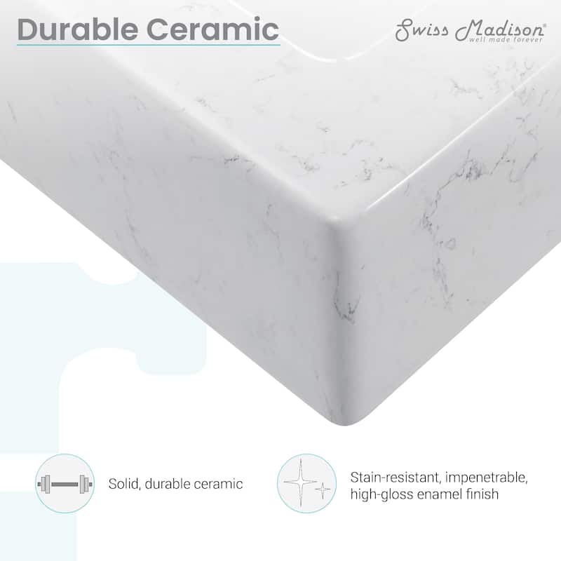 Lausanne Wide Rectangle Vessel Sink In Static Marble - 32.25" x 17.3" 5.7"