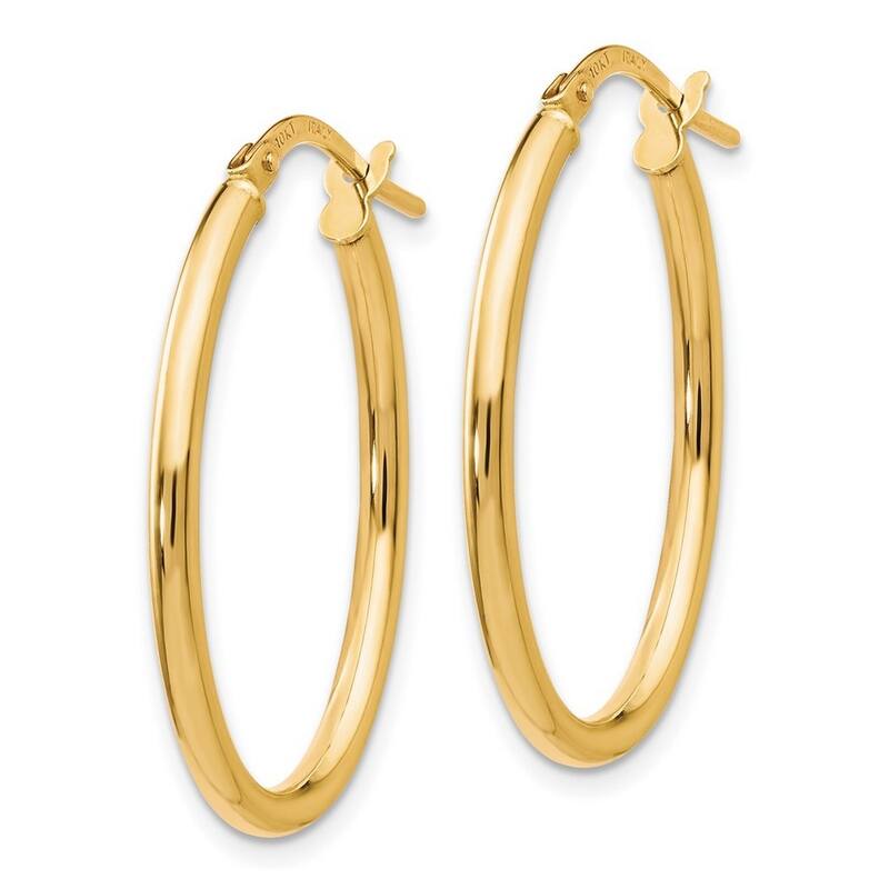 Curata 10k Yellow Gold Polished Oval Hinged Hoop Earrings - 26x16.5mm