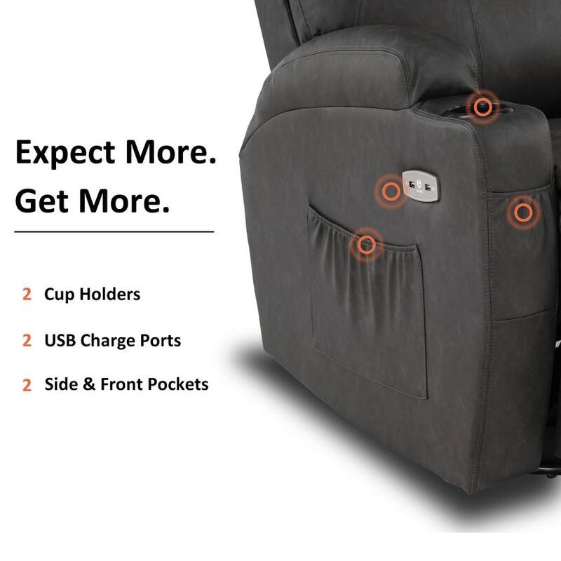 MCombo Manual Swivel Glider Rocker Recliner Chair with Massage and Heat, Faux Leather 8031